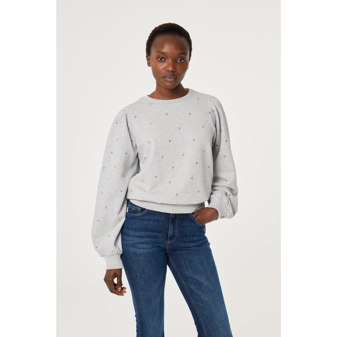 Fabienne Chapot Dina Sweater Grey Melange Maat: S | Longsleeves Outlet | Dames | Grijs