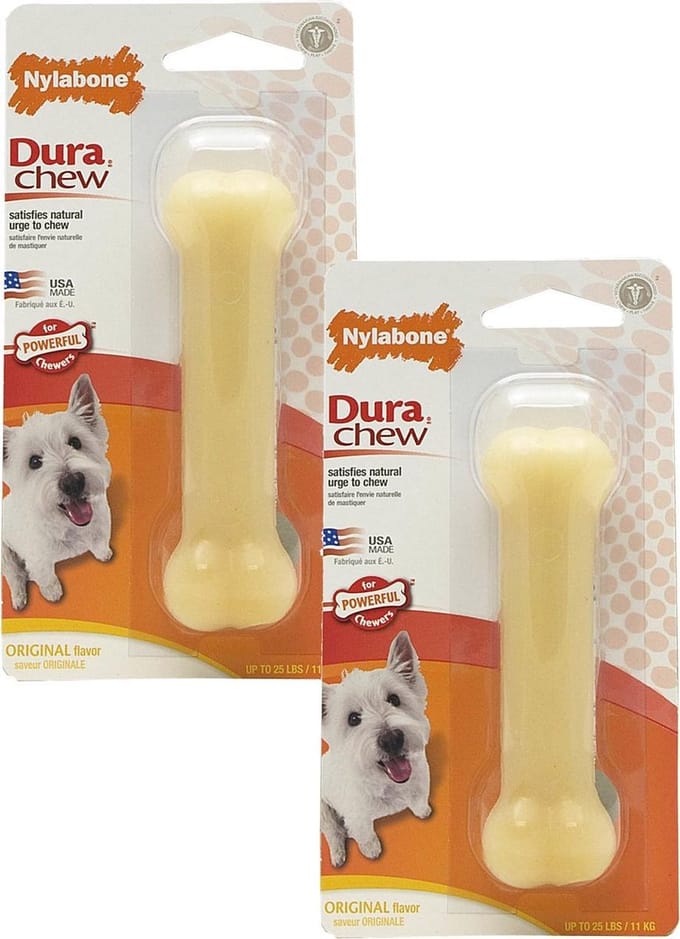 Nylabone Durachew Bone Regular S - Hondenspeelgoed - 2 x Beige