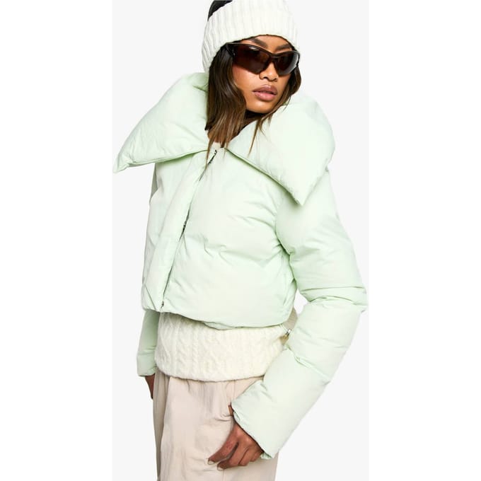 boohoo Dames Ski Cropped Pufferjack | Mint | Maat: 16