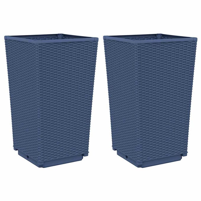 vidaXL - Plantenbakken - 2 - st - 32,5x32,5x57 - cm - polypropeen - blauwgrijs