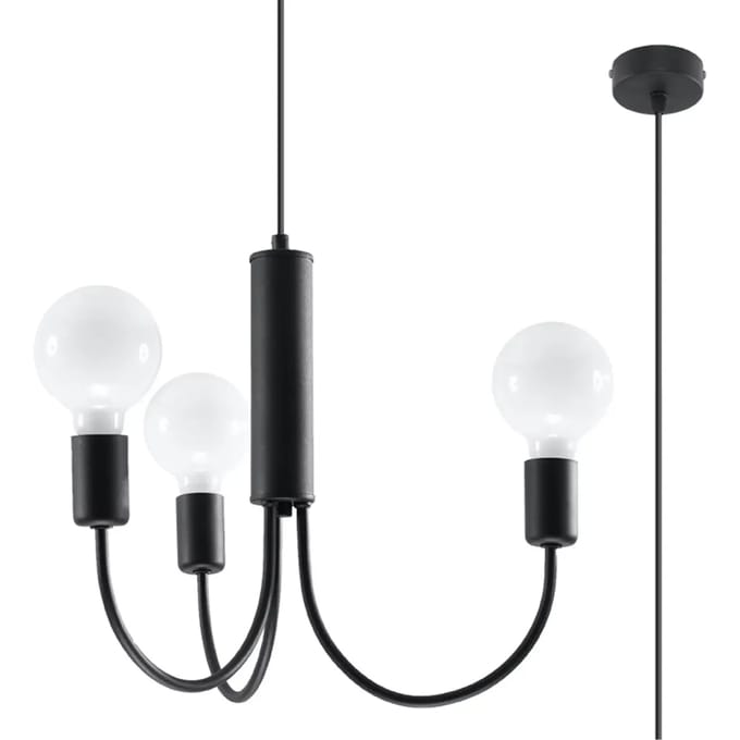 Sollux Lighting Kroonluchte Piccolo - E27 - zwart - staal - 100x45x45cm