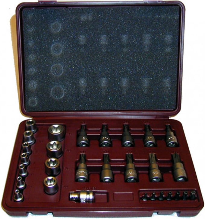 Work Plus chrome vanadium inwendige en uitwendige torx doppenset 29-delig
