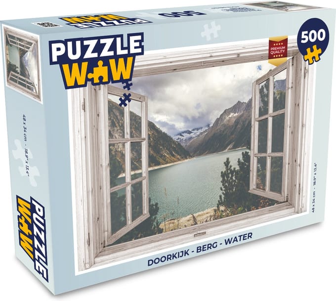 Puzzel Doorkijk - Berg - Water - Legpuzzel - Puzzel 500 stukjes