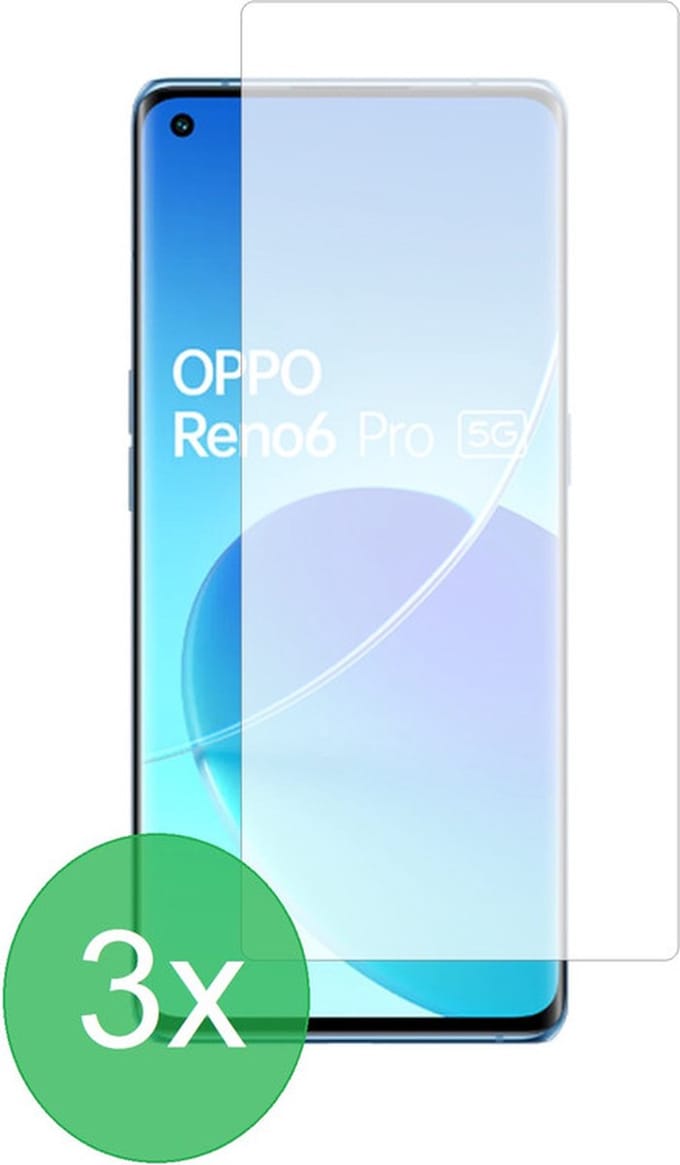 Screenprotector 3x Geschikt voor Oppo Reno6 Pro 5G - screen protector - glas - bescherm - beschermglas - ZT Accessoires