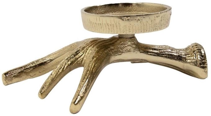 Waxinelicht - theelicht Standaard gewei 1 goud 7,5x20x15cm