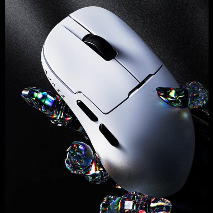 AJAZZ Tri-Mode Muis, 800mAh Lange Batterijduur, Ongeveer 61g Lichtgewicht Gaming Muis, Wit wit