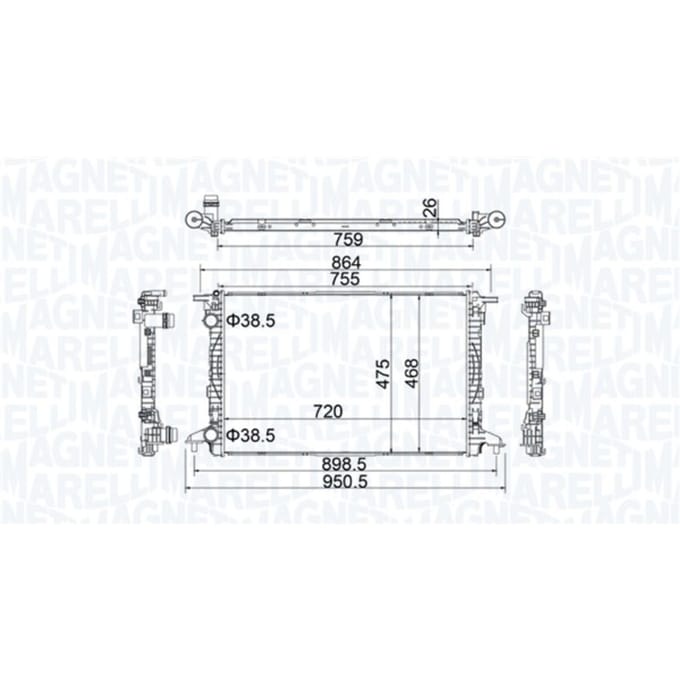 Radiator, motorkoeling MAGNETI MARELLI 350213208900