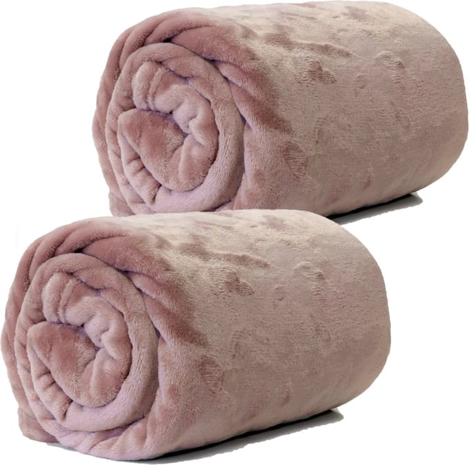 Plaids/dekens - fleece - 2 stuks - roze - polyester - 130 x 180 cm