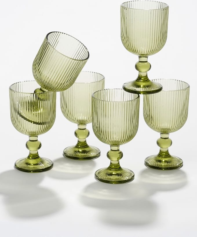 Mica Decorations Merlot Wijnglas set van 6 - 250 ml - Glas - Licht Groen