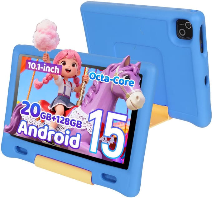 kotsren Tablet Kinderen - Android 15 kindertablet - 10.1 inch Kids tablet- 20(3+17)GB RAM/128GB ROM– 5000mAh - Blauw