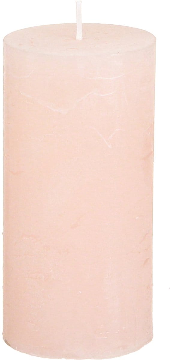 Stompkaarsen, effen lichtroze, 50x100mm, set van 4, paaskaarsen, tafel