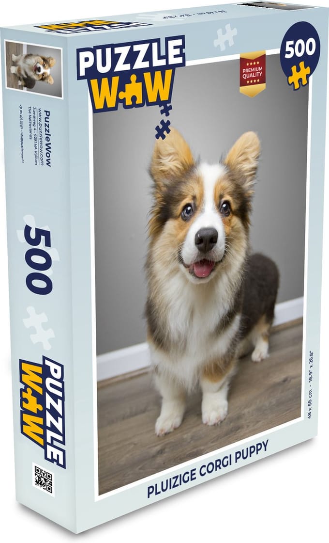Puzzel Pluizige corgi puppy - Legpuzzel - Puzzel 500 stukjes