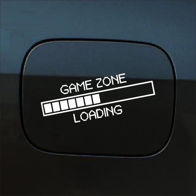 Bumpersticker - Game Zone Loading - 6 X 17,5 - Wit