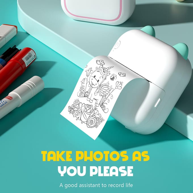 Mini Thermische Printer Multifunctionele Draagbare Sticker Maker Instant Foto Inktloos Afdrukken Ondersteuning BT P-8 roze