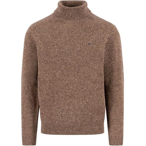 Fynch-Hatton Trui Rollneck Donegal Wool Blend Dark Chocolate / male
