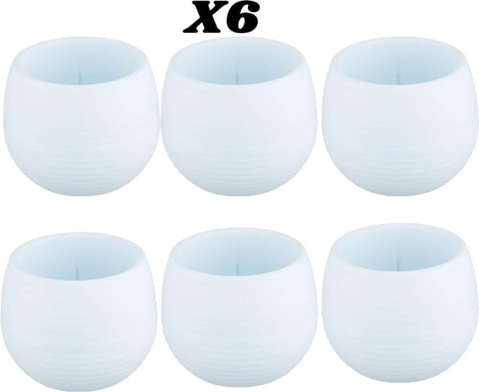 Set witte bloempotjes 6st UV-bestendige sierpotten met drainage 10cm
