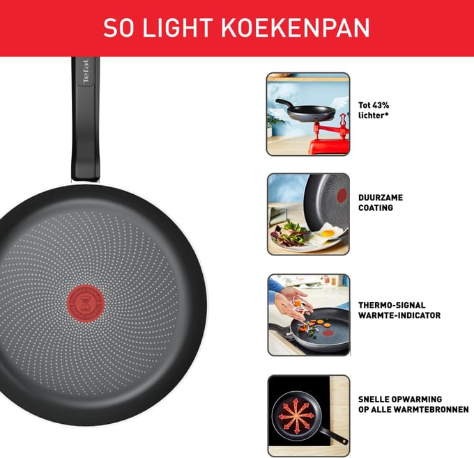 Tefal So'Light Koekenpan 24 cm - inductie H0560442
