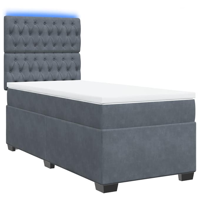 vidaXL - Boxspring - met - matras - fluweel - donkergrijs - 80x200 - cm