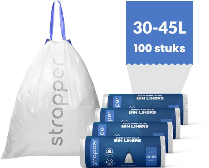 Strapper 100 Afvalzakken Donkerblauw - Geschikt voor simplehuman code J - 30-45 liter