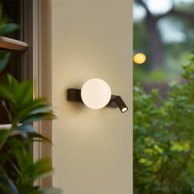 Lindby LED buiten wandlamp Larcie, 35 cm, 2-lamps, aluminium, sensor