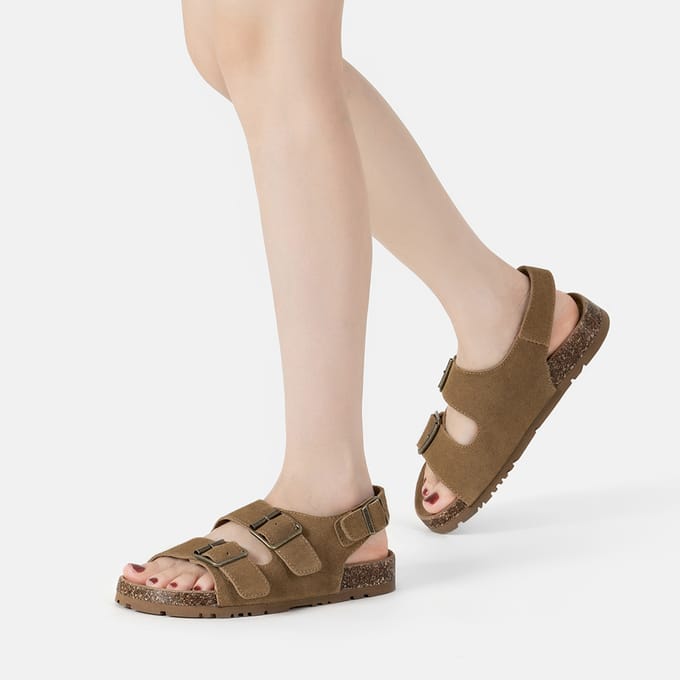 EVER AU Dames Leren Sandalen - Flame