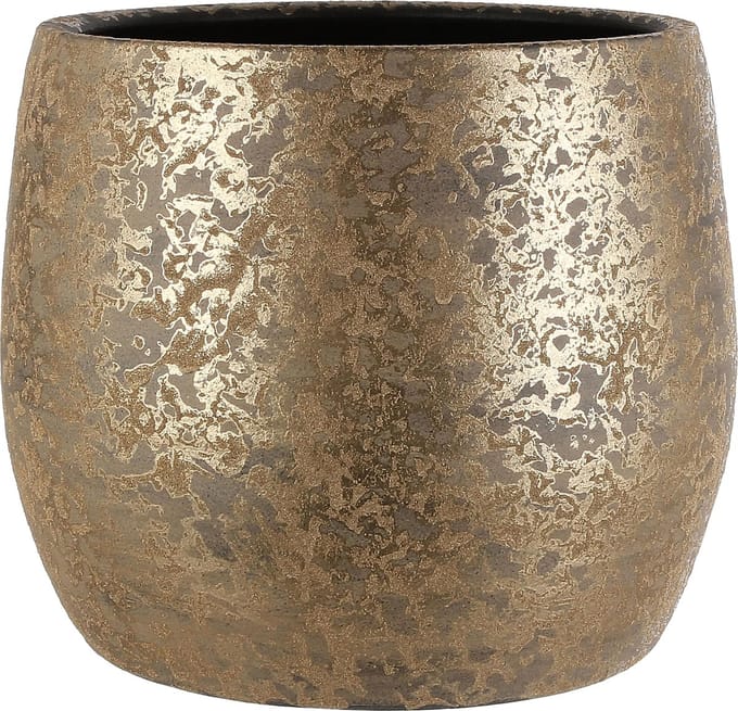 Mica Decorations Bloempot Clemente - flakes goud - 33,5 x 32 cm - plantenpot