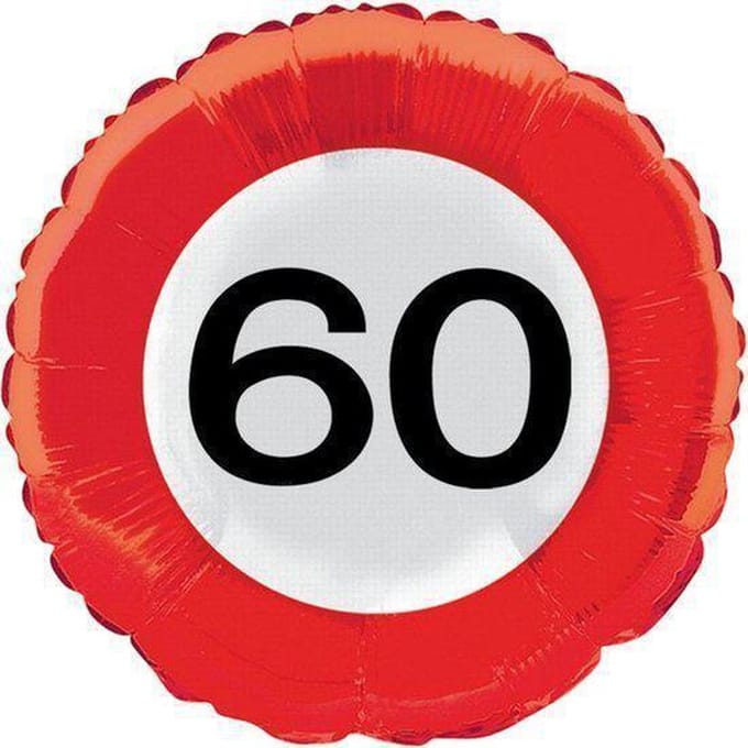 Benza - Helium Ballon Verkeersbord - 60 Jaar