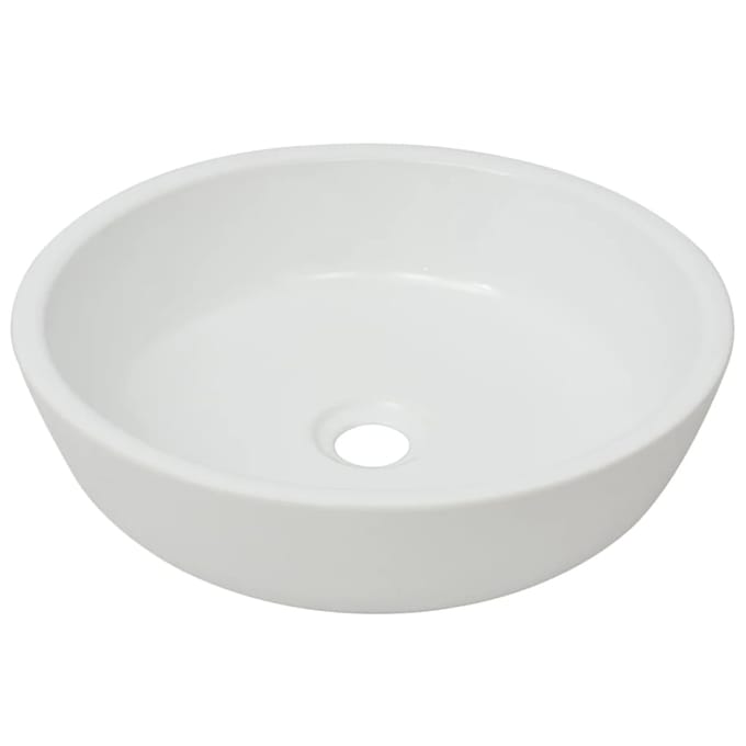 vidaXL - Wastafel - rond - wit - 42x12 - cm - keramiek