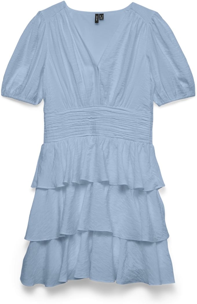 Vero Moda Jurk Vmlise 2/4 V-neck Short Dress Wvn E 10341663 Cashmere Blue Dames Maat - M