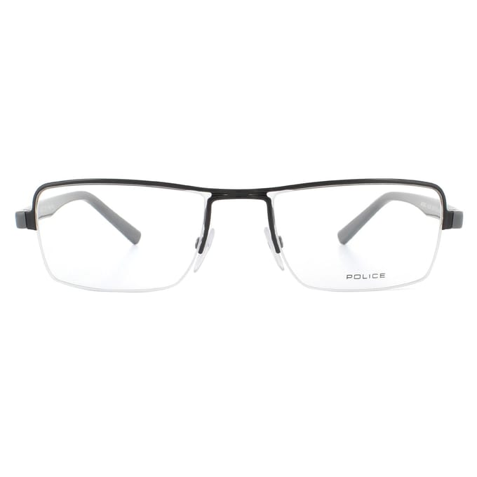 Police Half Rimless Glanzend Zwarte Heren Brilmonturen
