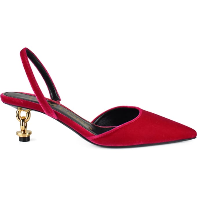 Tom Ford Velvet Chain Heel Slingback Roze