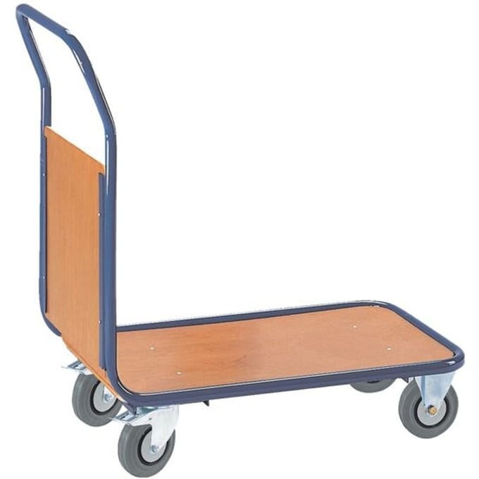 Magazijnwagen met eindwand-begrenzing 80x50 cm houten laadvlak