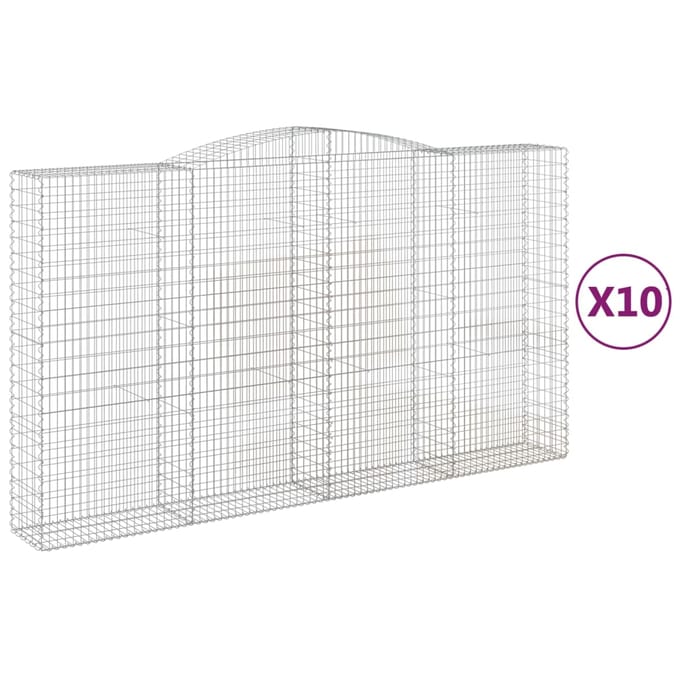 vidaXL - Schanskorven - 10 - st - gewelfd - 400x50x220/240 - cm - ijzer