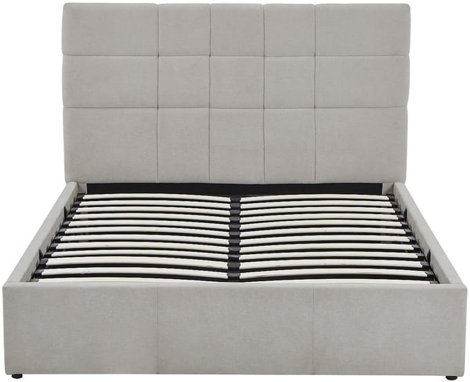 Vente-unique Bed met opbergruimte stof lichtgrijs 160 x 200 cm