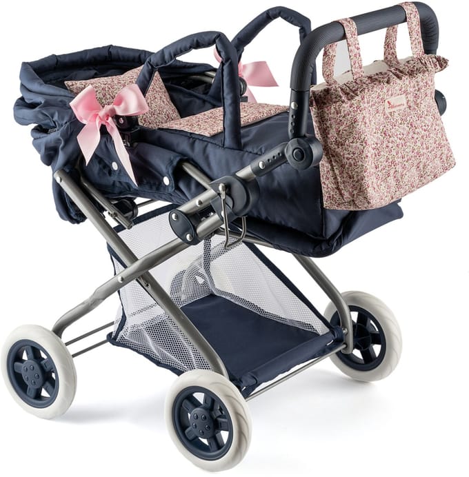 ASI DREAMS Poppen Accessoires - Luxe Kinderwagen 3‑In‑1 - Groot Martina Collectie