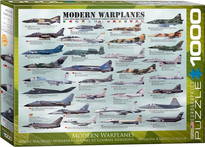 Eurographics - Mederne Oorlogsvliegtuigen [Modern Warplanes] - 1000 stukjes 68×48cm (b×h) - Legpuzzel