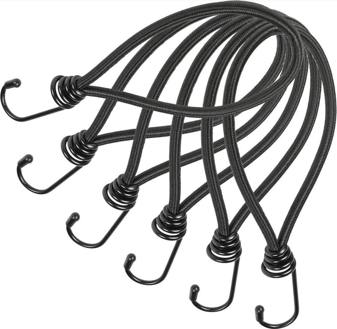CHPN - Spin - Spanelastiek - Zwart - Spanners - Spanelastiek met Haak - 6 stuks - Kampeer artikelen - Survival - Spanbandjes - 20CM