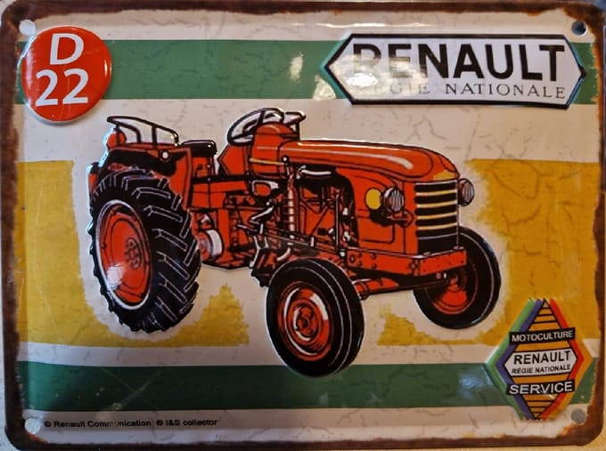 Renault D22. Metalen wandbord in reliëf 15 x 20 cm..