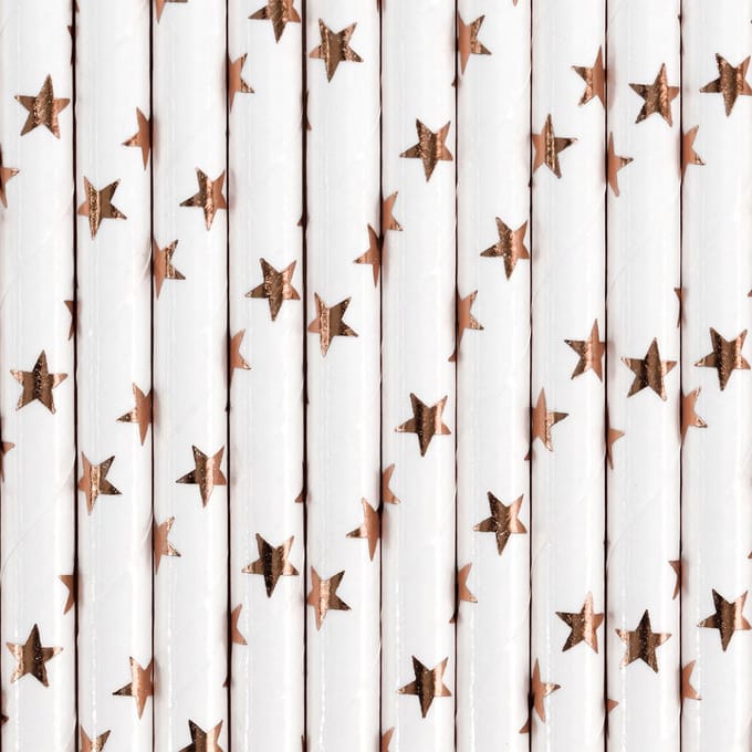PartyDeco - Rietjes Sterren Rose Gold (10 stuks)