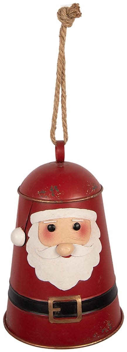 Clayre & Eef Kerstdecoratie Beeld Bel Ø 17x25 cm Rood Metaal