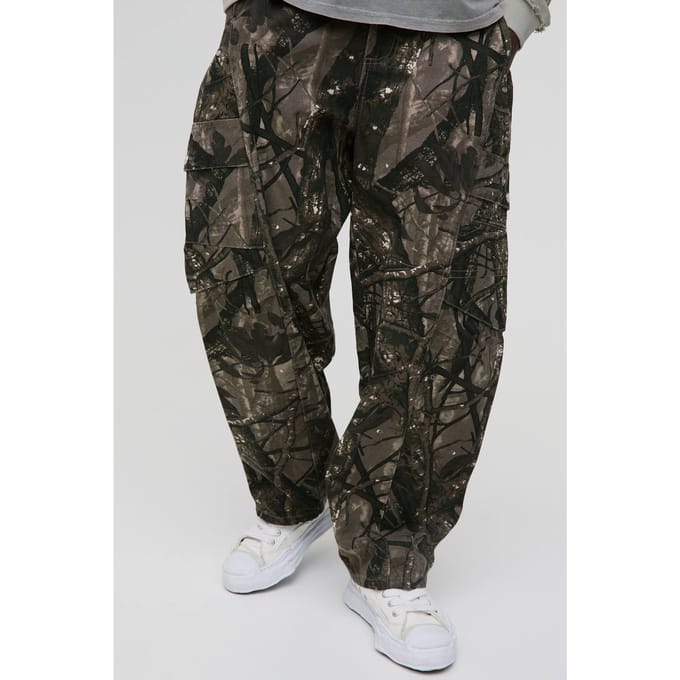 Balloon Forest Camo Cargo Trousers | Khaki | Size 44