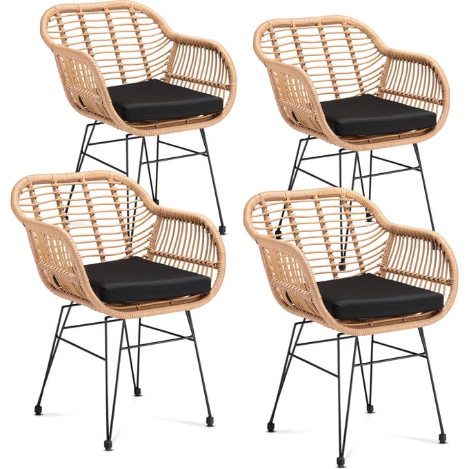Rieten Stoel Bali 4 stuks Naturel Kunststof