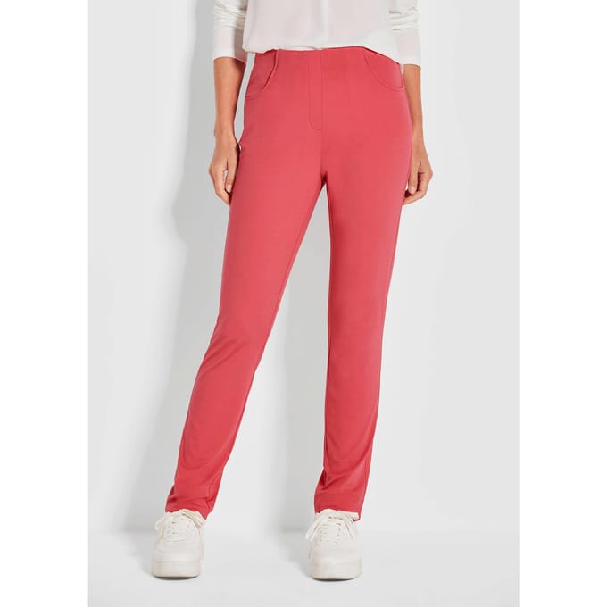 Broek BELLA met elastische tailleband - koraalrood - Gr. 255 van Goldner Fashion