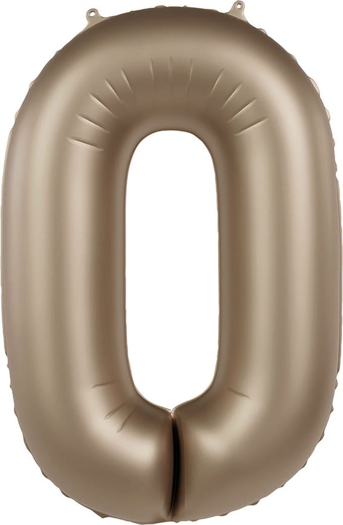 Folieballon Cijfer 0 - Starlight Gold - Satin Gloss - 86 cm