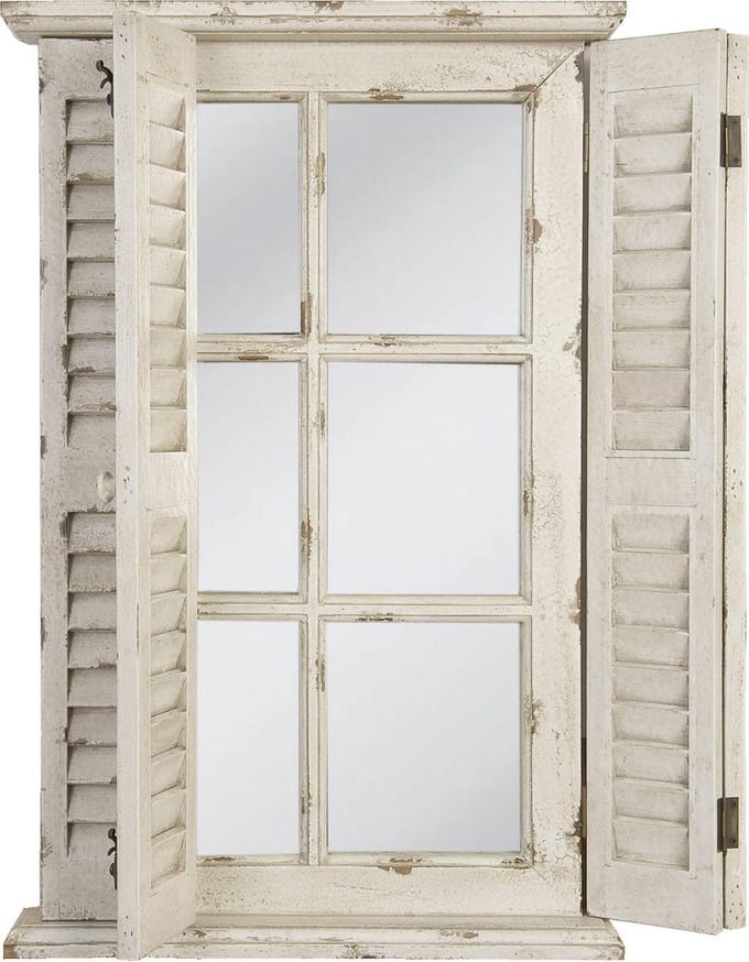 Clayre & Eef Spiegel 46x7x71 cm Wit Hout