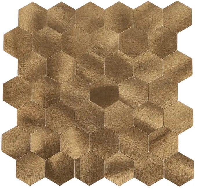 Zelfklevende Mozaïek Steenstrip Hexagon Geborsteld Koper