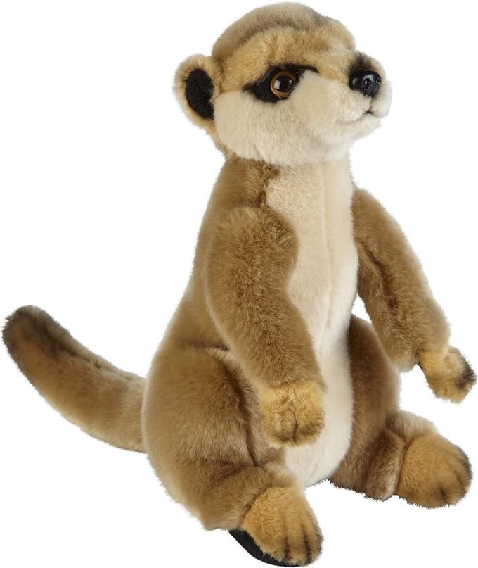 Ravensden Stokstaartje knuffel 28 cm - Pluche - Bruin - Kraalogen - Speelgoed