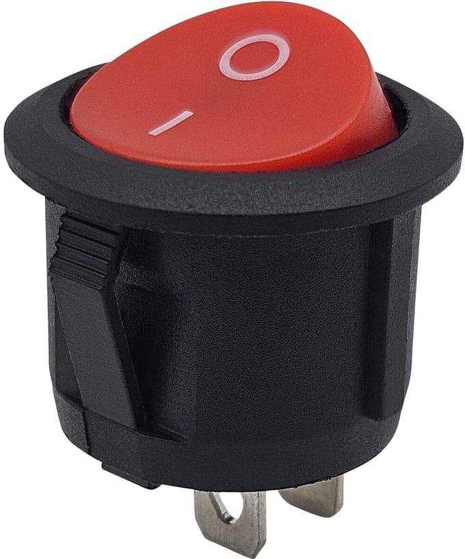 ProRide Mini Wipschakelaar ON/OFF KCD2-10 - 2-pins - Ø13.8mm - Rond - 250V/3A - Rood
