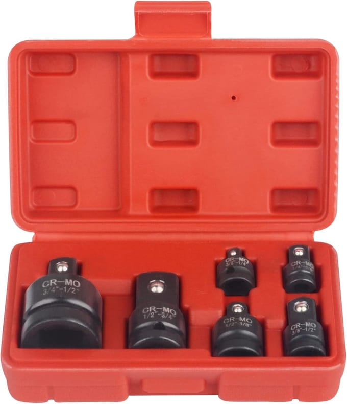 Socket Adapter Set - Reducer Set - Klussen & Auto - Chroom Molybdeen Staal - 1/4 3/8 1/2 3/4 - Zwart
