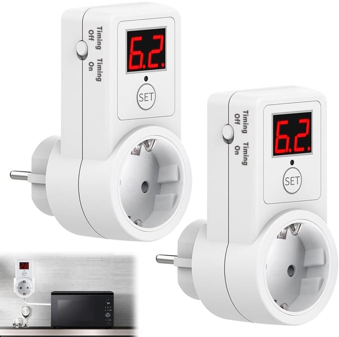 Timer Socket Set - 2 Stuks, 10 Min - 9 Uur, Countdown voor Huishoudelijke Apparaten
